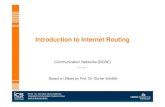 Introduction to Internet Routing · Internet) – Protocol layers 1 to 4 – Internet application layer – Advanced topics like multimedia communications, QoS, multicast, etc. •