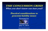 THE CONCUSSION CRISIS · More athletes sustain a concussion in hockey than any other injury (ages 5-18) Impact speed of a soccer ball being headed by a player can reach 70 mph Soccer
