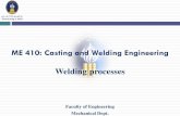 ME 410: Casting and Welding Engineering Welding processes€¦ · Overview of joining methods Mechanical methods Screwed fasteners, rivets, crimp or snap locks Adhesive bonding Brazing