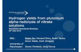 Hydrogen yields from plutonium alpha-radiolysis of nitrate ... · • Hydrogen production from radiolysis of aqueous solutions is a potential hazard: • Flammable gas mixtures •
