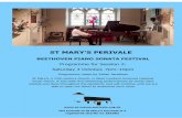 ST MARY’S PERIVALE · BEETHOVEN PIANO SONATA FESTIVAL Programme for Session 2: Saturday 3 October, 7pm–10pm Programme notes by Julian Jacobson St Mary’s, a 12th-century church,