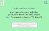 Uses inverted commas and other punctuation to indicate ......punctuation to indicate direct speech (e.g. The conductor shouted, “Sit down!”) Year 4 Autumn Transition Therapy Teacher