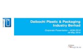 Daibochi Plastic & Packaging Industry Berhad€¦ · •Commercialized 2 new product innovations for MNC customers Received Awards & Recognition •Won for the 3rd consecutive year