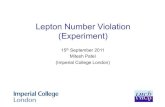 Lepton Number Violation (Experiment)...heavy charged bosons • Central detectors at LHC searching for lepton number violating processes mediated by right-handed W-boson, W R • Search