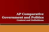 AP Comparative Government and Politics...Content of Comparative Politics Similarities and differences among national governments and other political units around the world. Political