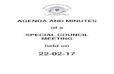 AGENDA AND MINUTES of a SPECIAL COUNCIL MEETING held on of the Speaker/Committee/Cou… · (N Molepo), Policy Manager (S Setlogelo), Legal Advisor (V Pitso), Manager Committee Services