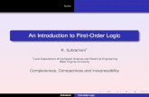 An Introduction to First-Order Logiccommunity.wvu.edu/~krsubramani/courses/sp09/cc/lecnotes/... · 2017. 1. 26. · Lowenheim-Skolem Theorem¨ Inexpressibility of Reachability Outline
