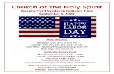 Church of the Holy Spirit · MASS SCHEDULE Saturday: Vigil Mass at 5:00 PM Sunday: 8:00 AM, 9:30 AM and 11:30 AM Daily Mass - Monday Through Saturday: 8:30 AM Holy Days: As announced