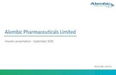 Alembic Pharmaceuticals Limited...Investor presentation –September 2020 BSE & NSE: APLLTD 1907 Established by Amin family 2006 FDA approves API facility ...