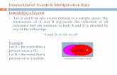 Intersection of Events & Multiplication Rule · Multiplication rule Sometimes we may need to find the probability of two events happening together. The probability of the intersection