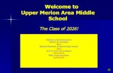 The Class of 2026! Welcome to Upper Merion Area Middle School€¦ · Intramurals Junior Optimist ... - Common Language and Consistency - District initiative - Bridgeport - “Bear