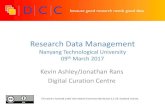 Research Data Management · 2017. 3. 27. · because good research needs good data Research Data Management Nanyang Technological University 09th March 2017 Kevin Ashley/Jonathan