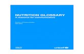 NUTRITION GLOSSARY · 4 Blanket feeding – The feeding of an affected population without targeting specific groups. Blended foods - Mixtures of milled cereals and other ingredients