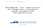 HANDBOOK FOR EDUCATORS OF ELS WITH SUSPECTED … · Web viewQuestions and Answers Regarding Inclusion of English Learners with Disabilities in English Language Proficiency Assessments