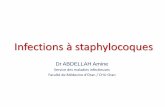 Infections à staphylocoque€¦ · Musculaires myosite: Localisations viscérales (3) Dr ABDELLAH Bactériémies à Staph. b-Staphylococcie maligne de la face ... interne de l’oeil,