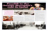 Facelift to the beauty therapist’s ... · Tajmeel Qatar International Beauty Academy (QIBA) that offers internationally renowned beauty therapy courses. Talking to Qatar Tribune,
