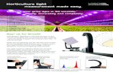Horticulture light measurement made easy. print no cutlines... · 2017. 11. 8. · into Dialux or AGI32 and setup greenhouse. Display horticultral PPFD distribtion by color intensity.