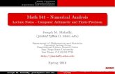Math 541 - Numerical AnalysisFinite Precision Numerical Errors Algorithms and Convergence Math 541 - Numerical Analysis Lecture Notes { Computer Arithmetic and Finite Precision Joseph