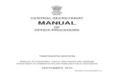 CENTRAL SECRETARIAT MANUALCENTRAL SECRETARIAT MANUAL OF OFFICE PROCEDURE THIRTEENTH EDITION MINISTRY OF PERSONNEL, PUBLIC GRIEVANCES AND PENSIONS DEPARTMENTOF ADMINISTRATIVEREFORMS