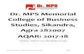 Dr. MPS Memorial College of Business Studies, Sikandra ......Revised Guidelines of IQAC and submission of AQAR Page 1 Dr. MPS Memorial College of Business Studies, Sikandra, Agra-282007