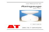 Raingauge - Delta TDelta-T Serial Number : RG1. Sensor type code : RG1 Date Calibration Correction of last Factor Factor calibration CONTENTS INTRODUCTION SITING THE RAINGAUGE WIRING