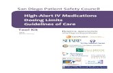 High-Alert IV Medications Dosing Limits Guidelines of Care...San Diego Patient Safety Council High-Alert IV Medications Dosing Limits Guidelines of Care Tool Kit 2012 (Revised 21.Oct.2013)