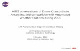 AIRS observations of Dome Concordia in Antarctica and comparison with Automated ... · 2006. 10. 26. · Instruments: AIRS, AMSU, HSB, MODIS, CERES, AMSR-E Launch Date: May 4, 2002