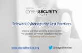 Telework Cybersecurity Best Practices...Webinar will begin promptly at 2pm Eastern *All speakers will remain muted until that time *This webinar will be recorded Telework Cybersecurity