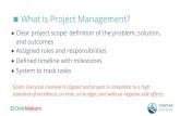 What is Project Management?What is Project Management? Clear project scope: definition of the problem, solution, and outcomes Assigned roles and responsibilities Defined timeline with