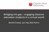 Bridging the gap – engaging distance education students in a ...Bridging the gap •Need to build connections, increase student engagement •Fully online learning environment provides