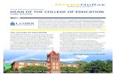 Inviting Applications and Nominations Dean of the College of … · 2020. 11. 5. · Dean of the College of eDuCation The Dean is appointed by the President with the advice of the