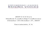 2019 CCCSAA Student Leadership Conference October 25 ......CCCSAA Student Leadership Conference Friday, October 25, 2019 – Sunday, October 27, 2019 Overview of Conference Schedule