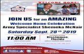 BUILDING HOMES FOR Army Specialist Shemeka McNair …...Army Specialist Shemeka McNair JOIN US AMAZING welcome Home Celebration Army Specialist Shemeka McNair Saturday Sept. 28th 2019