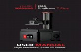 USER MANUAL - Robotic & 3D Printing | Wanhao | Raise3D · 2018. 12. 6. · • The printer must not be exposed to water or rain, or damage will occur. • The printer is designed
