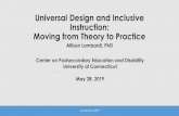 Universal Design and Inclusive Instruction: Moving from Theory … · 2019. 6. 25. · Universal Design and Inclusive Instruction: Moving from Theory to Practice Allison Lombardi,
