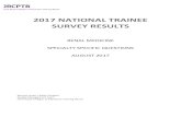 2017 NATIONAL TRAINEE SURVEY RESULTS · 2017 NATIONAL TRAINEE SURVEY RESULTS RENAL MEDICINE SPECIALTY SPECIFIC QUESTIONS AUGUST 2017 Warren Lynch / Aidan Simpson Quality Management
