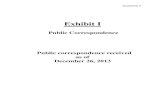 Public Correspondence Public correspondence received as of ......Attachment 3 Exhibit I Public Correspondence Public correspondence received as of December 26, 2013