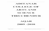 ADITANAR COLLEGE OF ARTS AND SCIENCE ......The Annual Quality Assurance Report (AQAR) of the IQAC (2009- 2010) Name of the Institution : Aditanar College of Arts and Science Name of