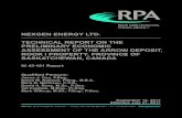 NEXGEN ENERGY LTD. TECHNICAL REPORT ON THE ......RPA Inc. 55 University Ave. Suite 501 I Toronto, ON, Canada M5J 2H7 I + 1 (416) 947 0907T NEXGEN ENERGY LTD. TECHNICAL REPORT ON THE
