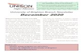 University of Brighton Branch Newsletter December 2020...University of Brighton Branch Newsletter December 2020 Welcome to the final newsletter of the 2020. It’s been a year which