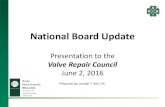 National Board Update · 2018. 4. 4. · NBIC Updates (cont.) 2015 Additions Part 3 NR program updated –repairs broken into three categories 1. Repairs prior to fuel loading 2.