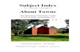 For Volumes 1 through 32 About Townetownefolk.com/testing/documents/TFA_Master_Subject_Index... · 2013. 9. 2. · Subject Index For Volumes 1 through 32 About Towne The Quarterly