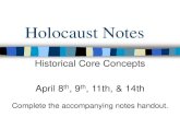 Holocaust Notes - cisd.org€¦ · Holocaust Notes Historical Core Concepts April 8th, 9th, 11th, & 14th Complete the accompanying notes handout. Historical Core Concepts Pre-War