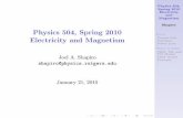 Physics 504, Spring 2010 Electricity and Magnetismshapiro/615/504lects/beam01.pdf · Electricity and Magnetism Joel A. Shapiro shapiro@physics.rutgers.edu January 21, 2010. Physics
