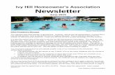 Ivy Hill Homeownerâ€™s Association Newsletterivyhill- â€¢ Joel & Chery Rampal - 224 Shaker Lane If you