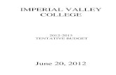 IMPERIAL VALLEY COLLEGE IIID...Imperial Valley College 7 year funding analysis Unrestricted General Fund Only June 20, 2012 Actual FTES 6,501 7,086 7,426 7,132 7,290 6,529 6,162