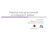 Detecting route announcements of unassigned IP address...lCompared IPv4 full route with IPv4 address pool in JPNIC lFound 3different route announcements--3separate /24 networks Background