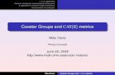 Coxeter Groups and CAT(0) metrics · 2008. 6. 24. · Mike Davis Coxeter Groups and CAT(0) metrics. CAT(0) geometry Cubical complexes and simplicial complexes A digression: moment