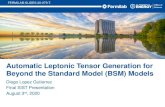 Automatic Leptonic Tensor Generation for Beyond the Standard Model (BSM… · 2020. 8. 3. · Final SIST Presentation August 3rd, 2020 Automatic Leptonic Tensor Generation for Beyond