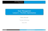 Lecture 1. Portfolio Optimization Asset Management · 2021. 1. 7. · Theory of portfolio optimization Practice of portfolio optimization Tutorial exercises Objective of the course